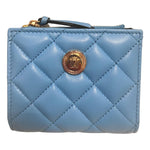 Versace La Medusa Blue Quilted Lamb Leather Compact Snap Wallet