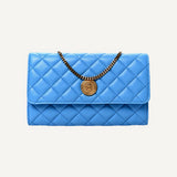 Versace La Medusa Blue Quilted Lamb Leather Crossbody Clutch Bag