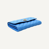 Versace La Medusa Blue Quilted Lamb Leather Crossbody Clutch Bag
