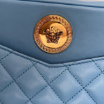 Versace La Medusa Blue Quilted Lamb Leather Medium Crossbody Bag