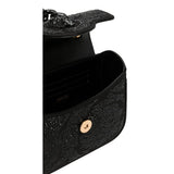 Versace La Medusa Crystal Mini Top Handle Tote Crossbody Black Silk