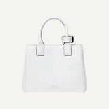 Versace La Medusa Gold Plaque White Leather Small Crossbody Tote Bag
