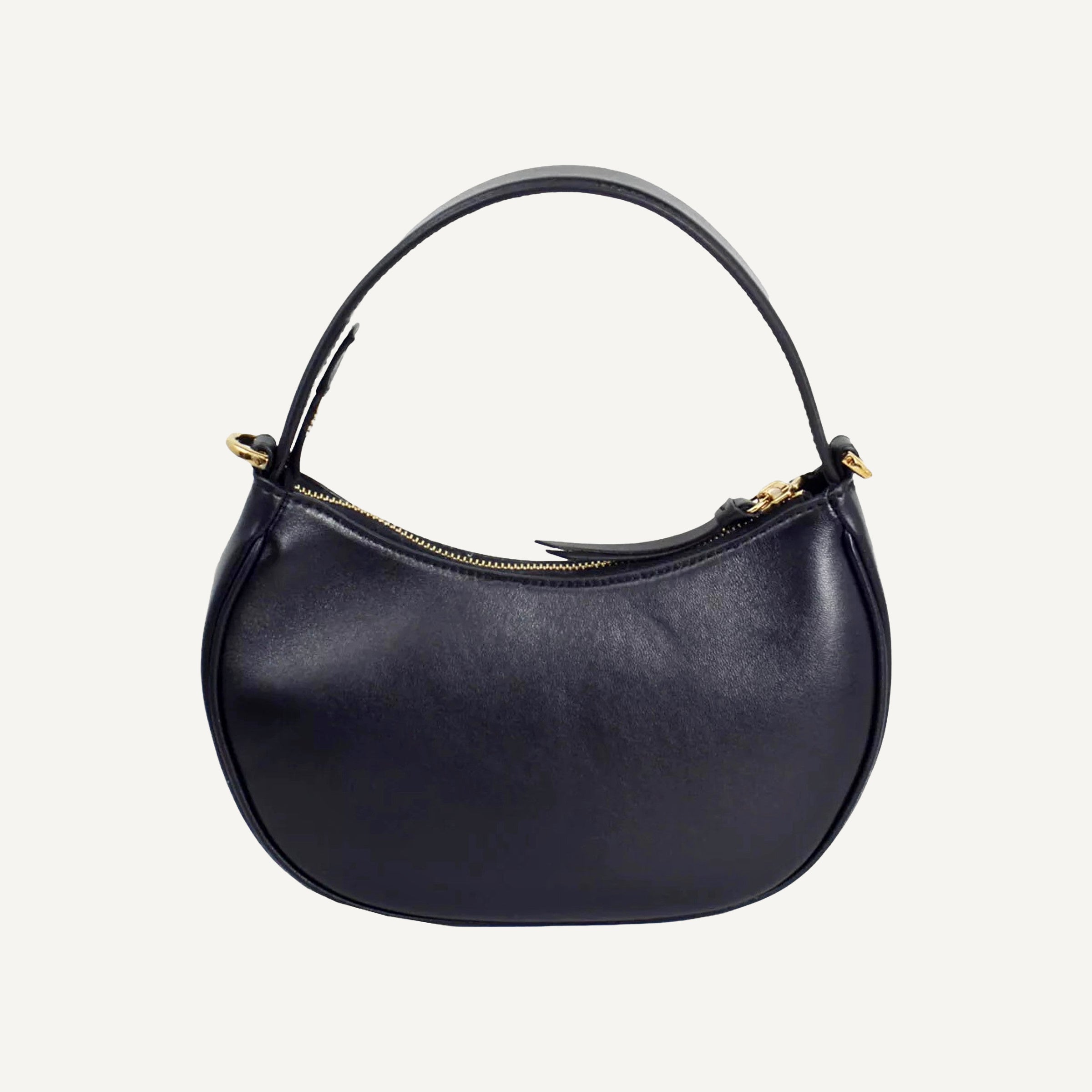 Versace La Medusa Half Moon Black Leather Hobo Shoulder Crossbody Bag