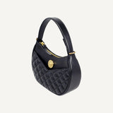 Versace La Medusa Half Moon Black Leather Hobo Shoulder Crossbody Bag