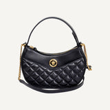 Versace La Medusa Half Moon Black Leather Hobo Shoulder Crossbody Bag