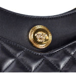 Versace La Medusa Half Moon Hobo Shoulder Crossbody Bag Black Leather