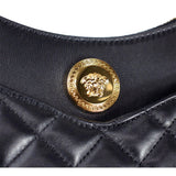 Versace La Medusa Half Moon Hobo Shoulder Crossbody Bag Black Leather