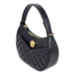 Versace La Medusa Half Moon Hobo Shoulder Crossbody Bag Black Leather