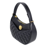 Versace La Medusa Half Moon Hobo Shoulder Crossbody Bag Black Leather