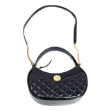 Versace La Medusa Half Moon Hobo Shoulder Crossbody Bag Black Leather