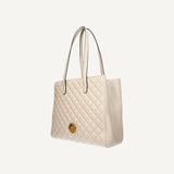 Versace La Medusa Ivory Quilted Leather Tote Bag