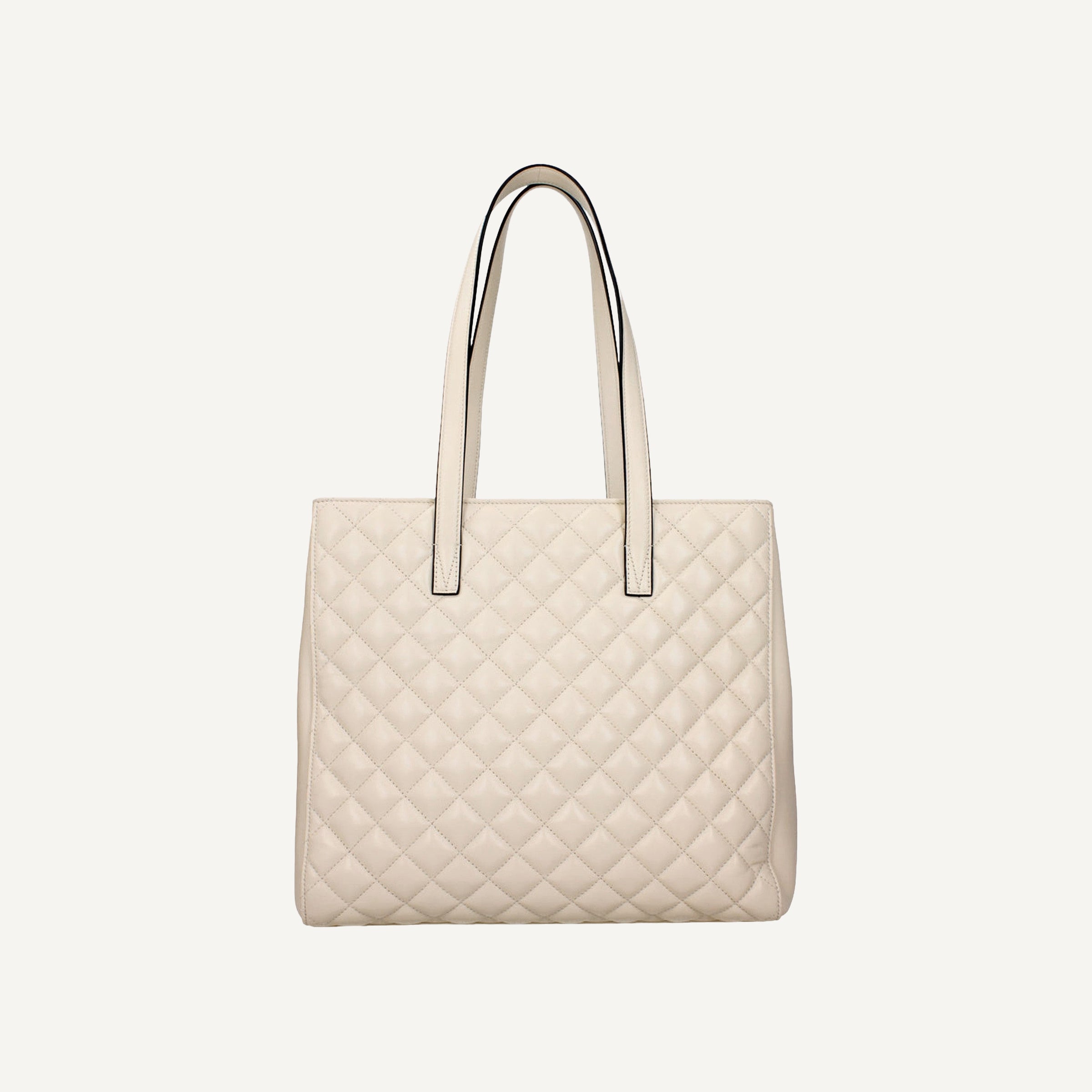 Versace La Medusa Ivory Quilted Leather Tote Bag
