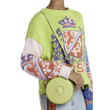 Versace La Medusa Lime Green Disco Round Crossbody Bag