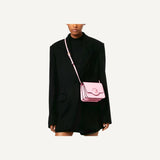 Versace La Medusa Logo Plaque Pink Pebbled Leather Crossbody Bag