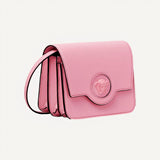 Versace La Medusa Logo Plaque Pink Pebbled Leather Crossbody Bag