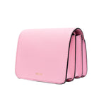 Versace La Medusa Logo Plaque Pink Pebbled Leather Crossbody Bag
