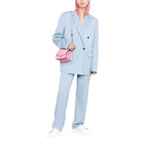 Versace La Medusa Logo Plaque Pink Pebbled Leather Crossbody Bag