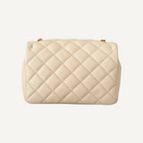 Versace La Medusa Nappa Quilted Beige Leather Chain Small Crossbody Bag