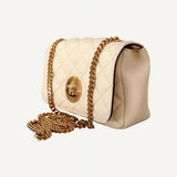 Versace La Medusa Nappa Quilted Beige Leather Chain Small Crossbody Bag