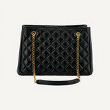 Versace La Medusa Nappa Quilted Black Leather Large Tote Bag