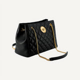 Versace La Medusa Nappa Quilted Black Leather Large Tote Bag