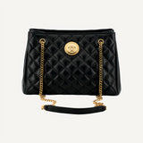 Versace La Medusa Nappa Quilted Black Leather Large Tote Bag