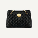Versace La Medusa Nappa Quilted Black Leather Large Tote Bag