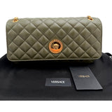 Versace La Medusa Olive Green Quilted Lambskin Chain Strap Crossbody Bag