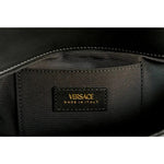 Versace La Medusa Quilted Calfskin Leather Black Crossbody Bag Gold Chain