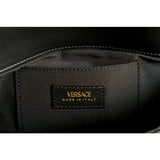 Versace La Medusa Quilted Calfskin Leather Black Crossbody Bag Gold Chain