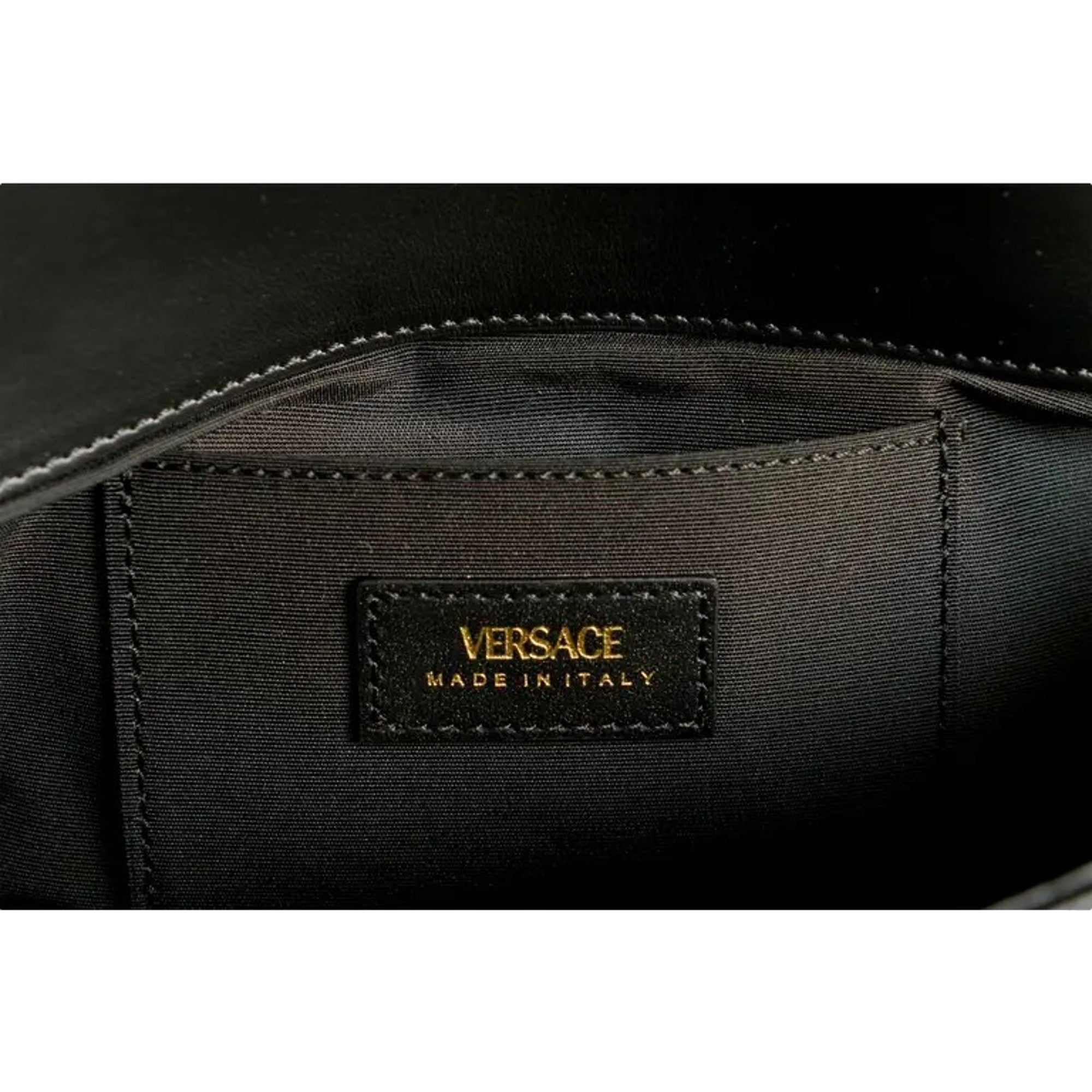 Versace La Medusa Quilted Calfskin Leather Black Crossbody Bag Gold Chain