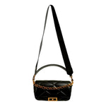 Versace La Medusa Quilted Calfskin Leather Black Crossbody Bag Gold Chain