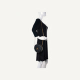 Versace La Medusa Round Quilted Leather Black Shoulder Bag
