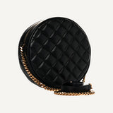 Versace La Medusa Round Quilted Leather Black Shoulder Bag
