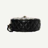 Versace La Medusa Round Quilted Leather Black Shoulder Bag