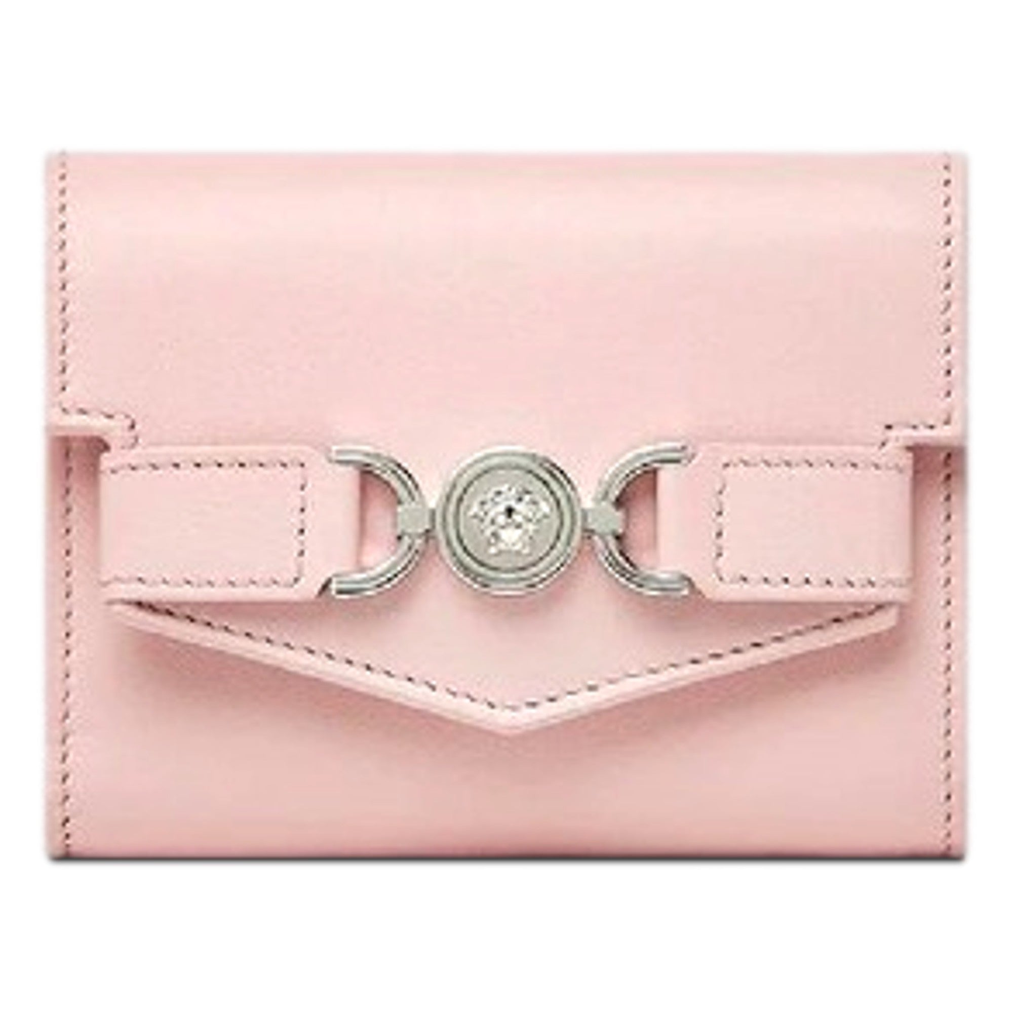 Versace Medusa 95 Dusty Pink Tri Fold Snap Wallet Card Holder