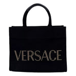 Versace Nero Canvas Studded Logo Totebag