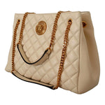 Versace Quilted Ivory La Medusa Chain Strap Tote Bag