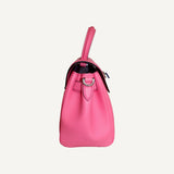 Versace Top Handle Flamingo Pink Vitello Leather Handbag
