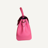 Versace Top Handle Flamingo Pink Vitello Leather Handbag