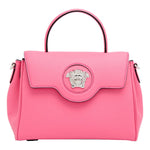 Versace Top Handle Flamingo Pink Vitello Leather Handbag
