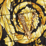 Versace Virtus Barocco Print Quilted Black and Gold Silk Shoulder Bag